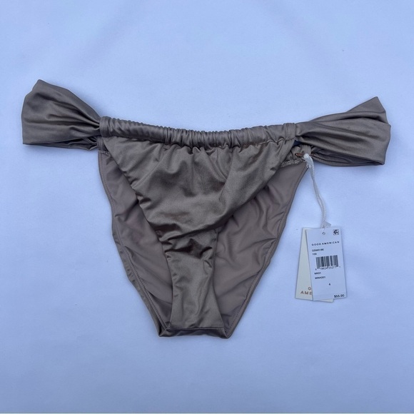 Good American Mink Shine Satin Ruched High Rise Bikini Bottoms Size 4/XLarge NWT - Picture 4 of 16